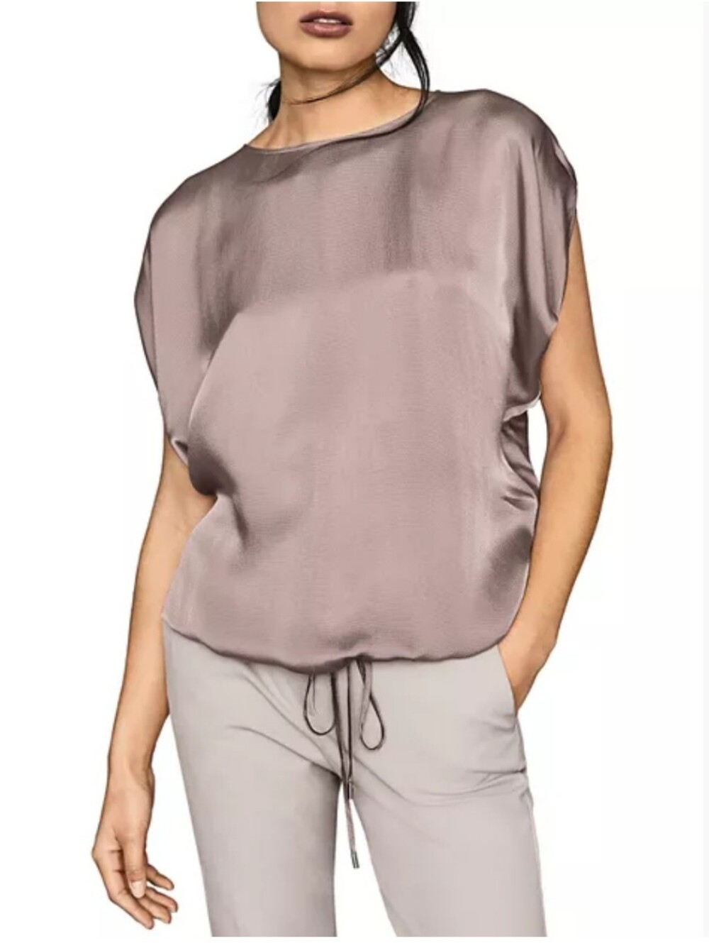 REISS Maggie Hammered-Satin Top Lilac Blouse Women's 4 Office Business